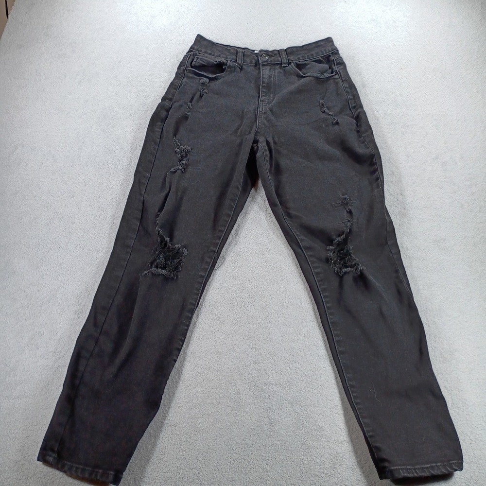 Wild Fable Womens High Rise Distressed Tapered Jeans Black 26 Distressed Denim